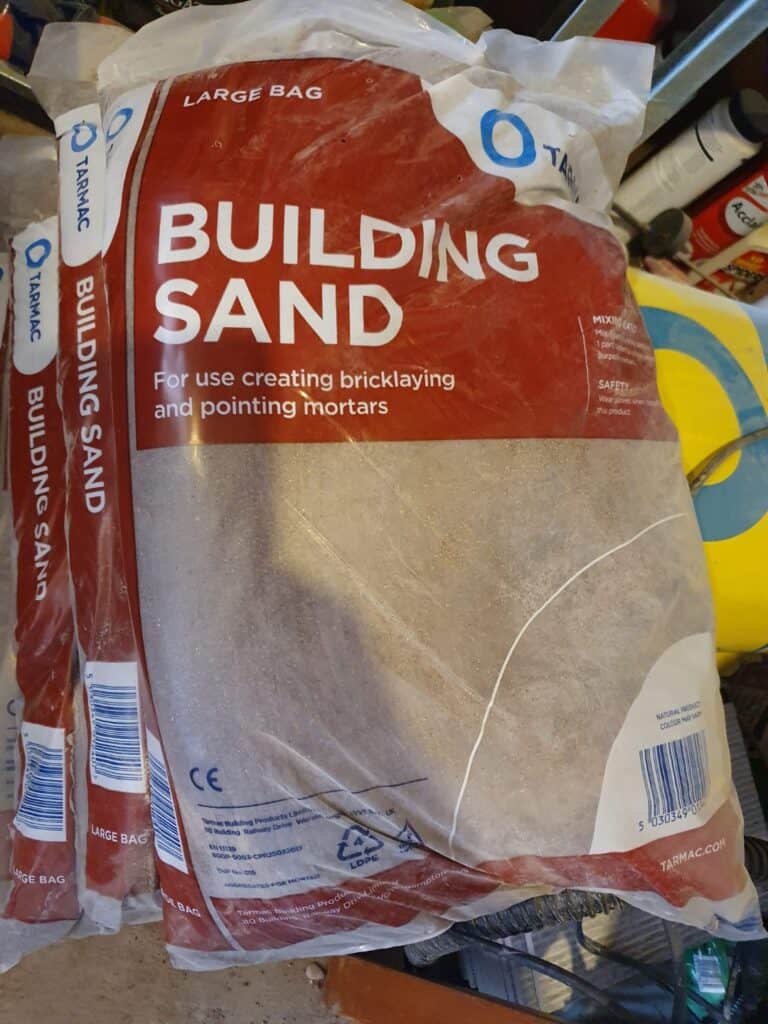 Various bags of building sand