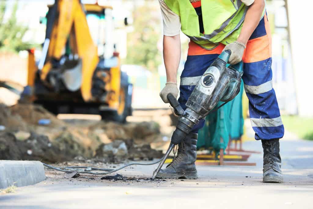A construction worker with a jackhammer