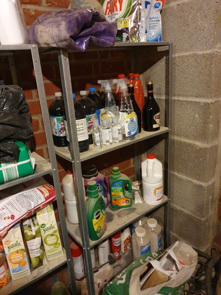 Storing lots of items on metal shelves in a garage