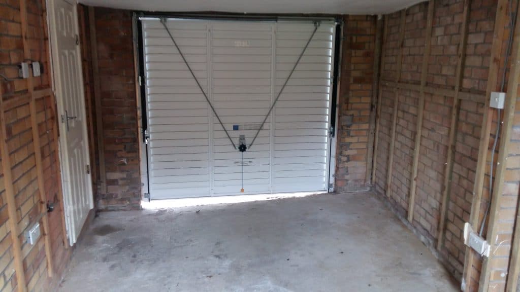 View of a metal garage door