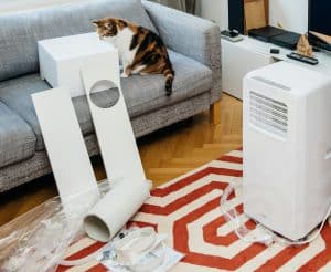 Unboxing of new portable air conditioner unit