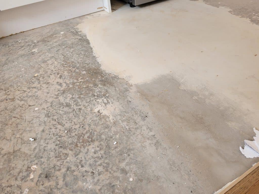 A concrete subfloor which also has had some self levelling compound applied to it